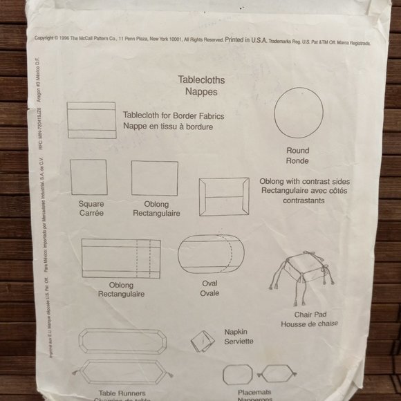 McCalls Home Decorating Dining Essentials 8438 Sewing Pattern Table Runner - Picture 4 of 6